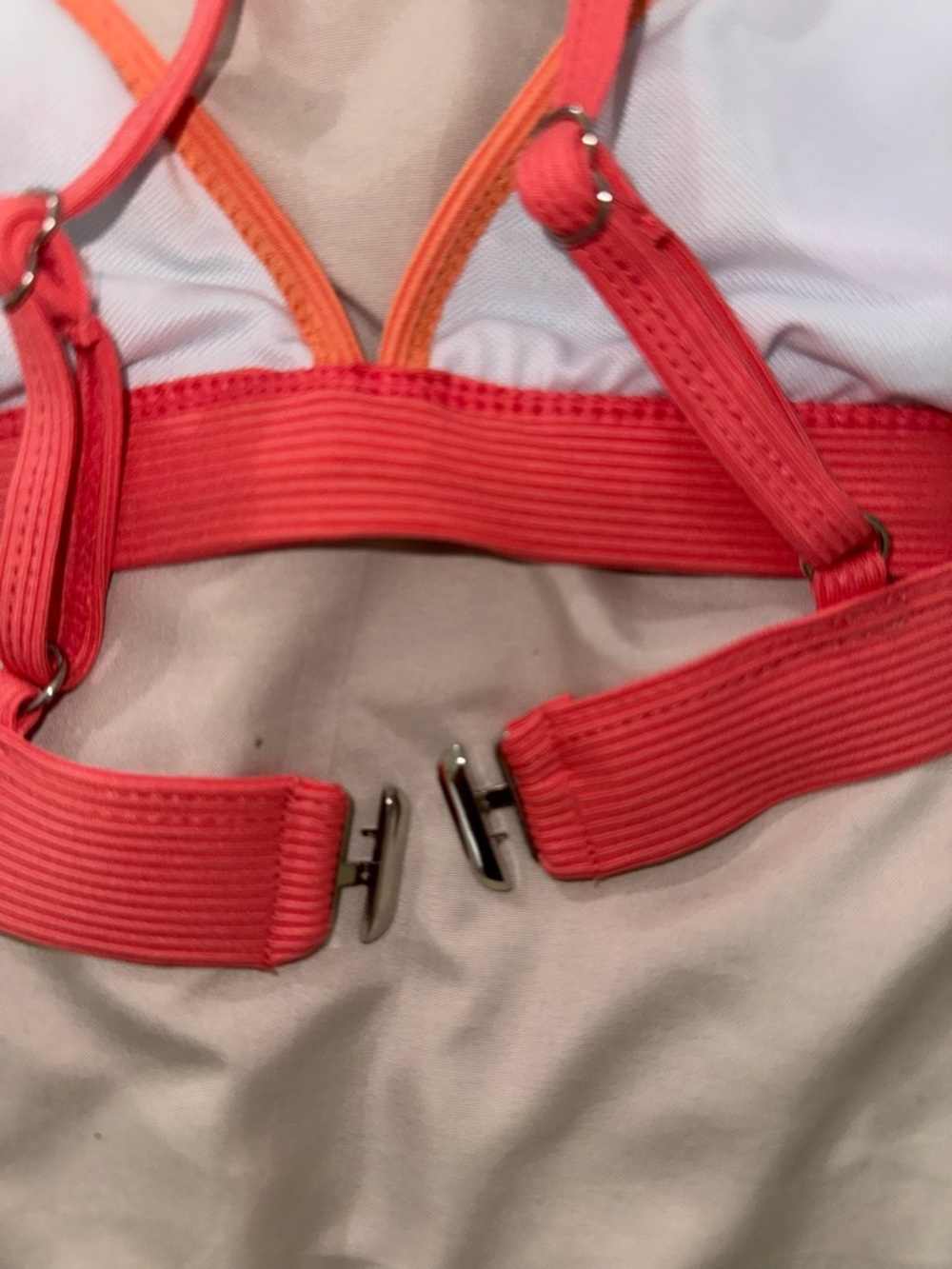 Colorblock High Waist Bikini Set Coral & Turquoise Ribbed Size Small - Picture 6 of 6